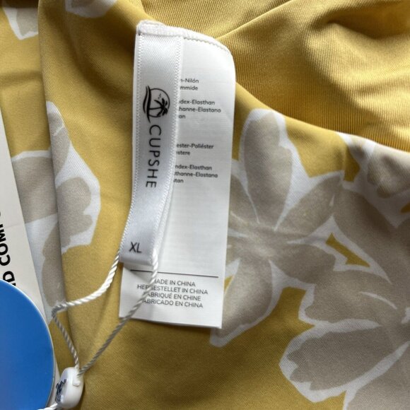 Cupshe Swim Suit Bikini Top Womens XL Yellow Tan White Padded New - Picture 8 of 12